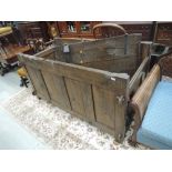 A large 18th century design oak kist coffer having panel sides and stile frame