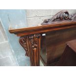 A modern Victorian style overmantel mirror/sideboard back having crest and acanthus detail