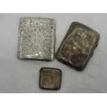 Two HM silver cigarette cases and an HM silver vesta