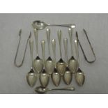 Ten matched HM silver teaspoons and a matching coffee spoon, all of rat tail design, Sheffield