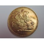 A gold 1885 Victorian sovereign