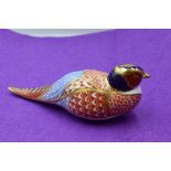 A Royal Crown Derby Paperweight. Pheasant modelled by Robert Jefferson and decoration design by