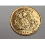 A 1914 George V Gold Half Sovereign