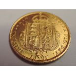 A 1887 Queen Victoria Gold Shield Back Half Sovereign