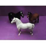 Three Beswick studies, Welsh Mountain Pony Coed Coch Madog 1643, Dartmoor Pony Jentyl 1642 and