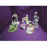 Five Royal Doulton figurines, Melissa HN2467, Kathleen HN2933, Ninette HN2379, Secret Thoughts