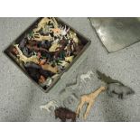 A selection of Britains and similar plastic zoo and wild animals