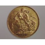 A gold 1910 Edward VII sovereign