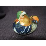 A Royal Crown Derby paperweight. Mandarin Duck modelled and decoration design by John Ablitt.