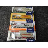 Four Corgi (china) limited edition diecast advertising powder wagons, WR Wood, Canute, WH Higgins