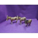 Three Beswick studies, Donkey's 2267A x2 and 1364B