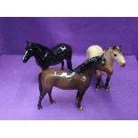 Three Beswick studies, New Forest Pony Jonathan 3rd 1646, Highland Pony Mackionneach 1644 and