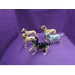 Four Beswick studies, Great Dane 968, Greyhound 972, English Setter 1220 and Boxer, standing 3081