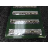 A set of four Dapol Lionheart 0 gage GWR London Division Suburban B4 1st and 3rd Coaches, in two