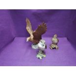 Three Beswick studies, Golden Eagle 2062, Songthrush 2308 and Kookaburra 1159