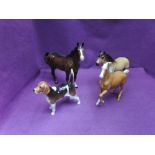 Four Beswick studies, Highland Pony Mackionneach 1644, Swish Tail Horse, first version, brown