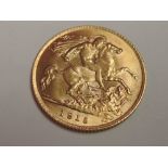 A 1915 George V Gold Half Sovereign