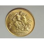 A 1911 George V Gold Half Sovereign