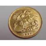 A 1887 Queen Victoria Gold Half Sovereign