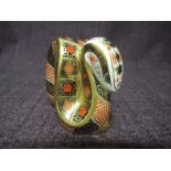 A Royal Crown Derby Paperweight. Old Imari Snake modelled by Robert Jefferson and decoration