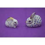 Two Royal Crown Derby Paperweight. Rabbit modelled by Robert Jefferson and design decoration by