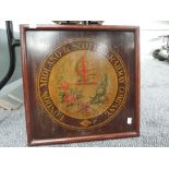 A framed London Midland & Scottish Railway Company wooden painted plaque having thistle decoration