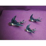 Three Beswick wall plaques, Swallows 757-1, 757-2 (af) and 757-3