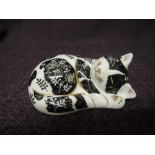 A Royal Crown Derby Paperweight. Misty Kitten modelled by Mark Delf decoration design by Louise