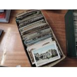 A box of Postcards, vintage and modern including WW1 letter etc