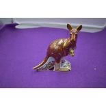 A Royal Crown Derby Paperweight. Kangaroo modelled and decoration design by John Ablitt. The