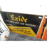 A tin plate advertising sign for Exide Batteries