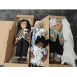 Four Heidi Ott Dolls, Oriental Girl, boxed, Boy in knitted clothes, boxed, Babies in clothes x2, all