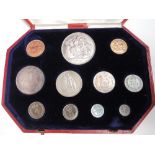 A 1902 Edward VII Matt Proof Specimen Coin Set in original case, Half Sovereign, Crown, Half