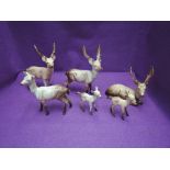 Six Beswick studies, Stag, lying 954, Doe 999A, two stags and two fawns(af)