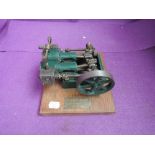 A Stuart Turner model of a ‘Score’ twin cylinder horizontal live steam mill engine, open crank,