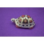 A Royal Crown Derby Paperweight. Turtle modelled by Robert Jefferson and decoration design by