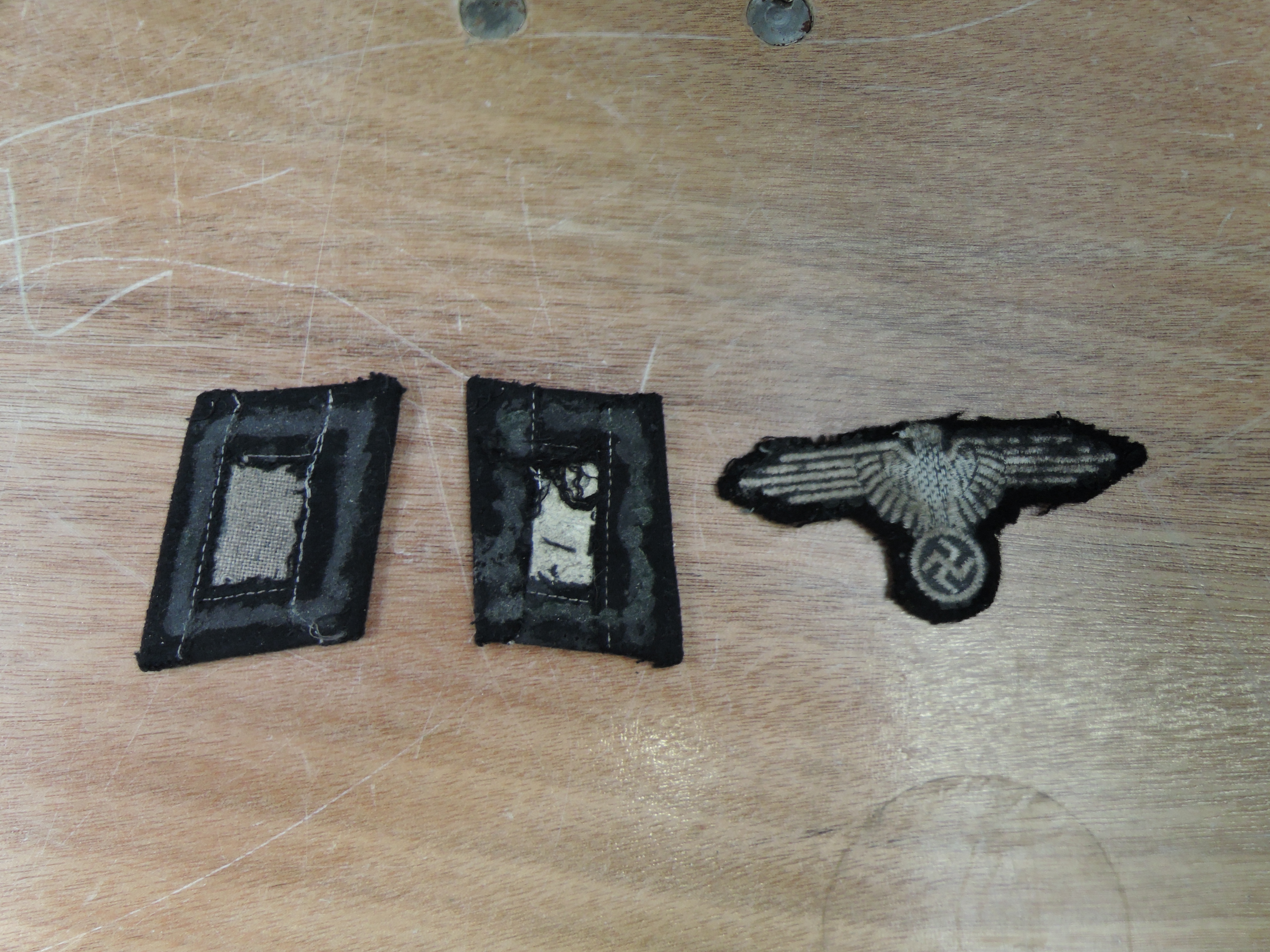 Three German WW2 Cloth Patches, possibly Waffen-SS, including Eagle on Swastika - Image 2 of 2