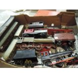 A selection of 0 gauge including Marklin style electric two car train 1820, Hornby tin plate LMS