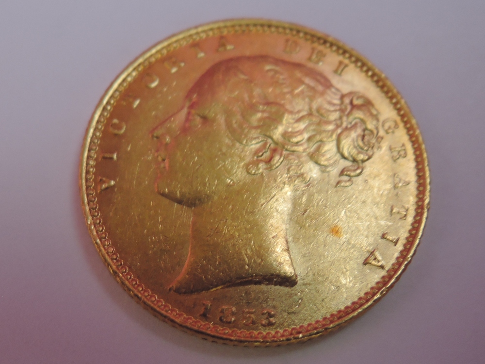 A 1853 Queen Victoria Shield Back Gold Sovereign - Image 2 of 2