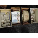 A collection of cogarette and trade cards in four boxes