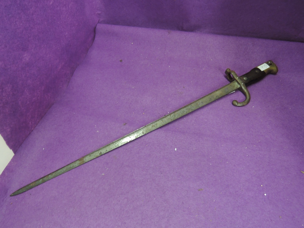 A French Bayonet for the Gras Rifle model 1874, 1878 on blade, no scabbard