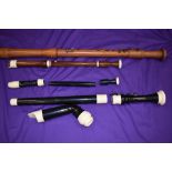 A selection of bass and other recorders