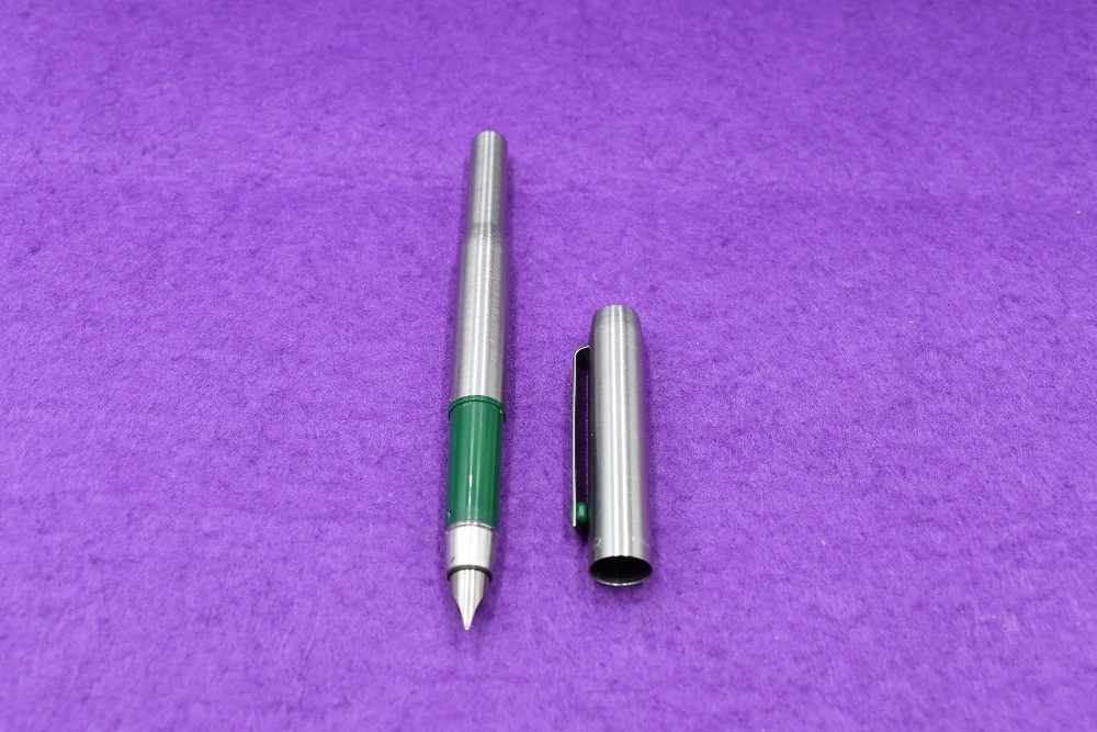 A Parker 25 Flighter fountain pen in stainless steel