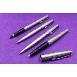 A Parker 45 Harlequin circlet pattern fountain pen, fibre tip ballpoint and propelling pencil