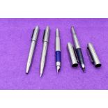 A Parker 25 Flighter fountain pen fibre tip pen, ballpoint pen and propelling pencil in stainless
