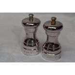 A pair of Silver salt and pepper grinders of traditional form, Birmingham 2002, Mappin & Webb Ltd