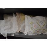 Ten beautiful vintage nightdress/ hosiery cases, some having embroidery, crotchet and lace work