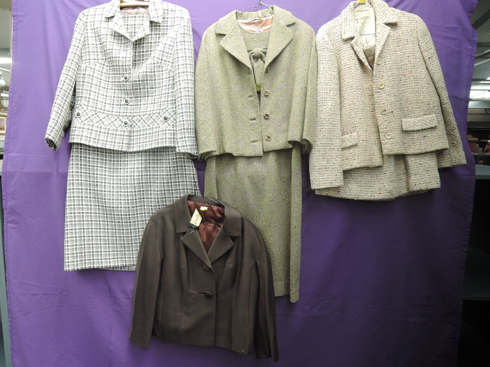 A small lot of 1950s and 60s items, including a wool dress and jacket, a Wetherall jacket and skirt,