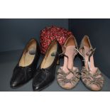 Two pairs of 1950s ladies shoes, around a size 5 and a size 6.5. both in great condition, also