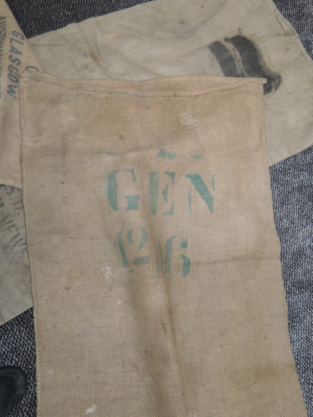 Three vintage advertising sacks. One postal and the other two flour or similar. - Image 3 of 4